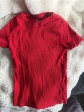 Primark Red Ribbed Short Sleeve Tee for Kids